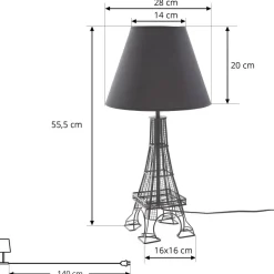 Lindby Croia bordlampe, sort, metal, Ø 28 cm, E27