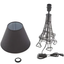 Lindby Croia bordlampe, sort, metal, Ø 28 cm, E27