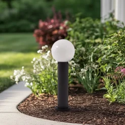 Lindby Dangan sokkellampe, hvid, højde 60 cm, glas, metal