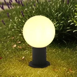 Lindby Dangan sokkellampe, hvid, højde 32 cm, glas, metal