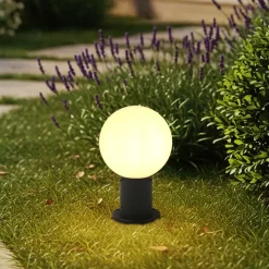 Lindby Dangan sokkellampe, hvid, højde 32 cm, glas, metal