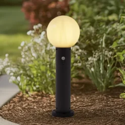 Lindby Dangan sokkellampe, hvid, 60 cm, glas, sensor