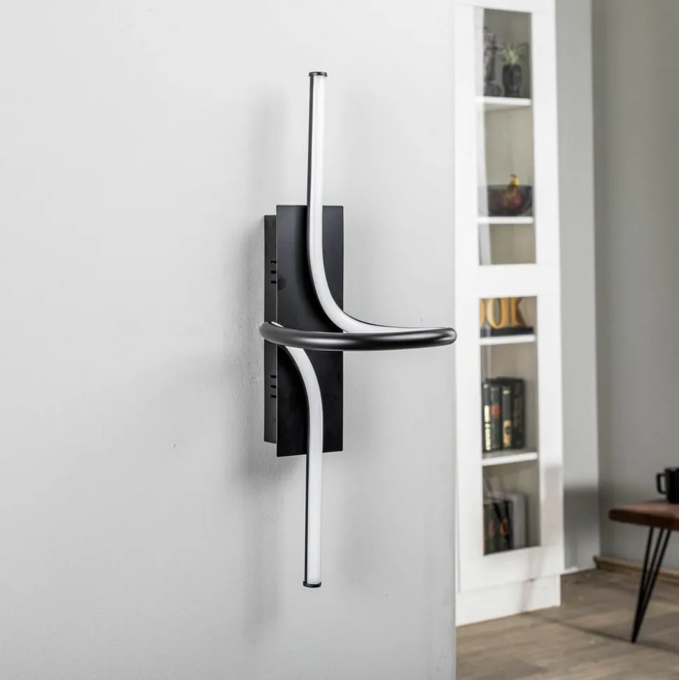 Lindby Divola LED-væglampe, stepdim, sort