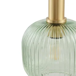 Lindby Doroteo hængelampe, 3 lyskilder, grøn/amber/grå, glas