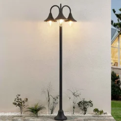 Lindby Edric lygtepæl, højde 215 cm, antracit, aluminium