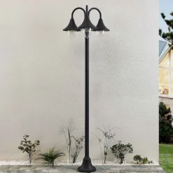 Lindby Edric lygtepæl, højde 215 cm, antracit, aluminium