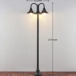 Lindby Edric lygtepæl, højde 215 cm, antracit, aluminium