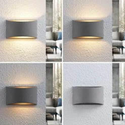 Lindby Edvin væglampe af beton, halvrund