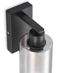 Lindby Emavi væglampe, sort/røggrå, glas, E27