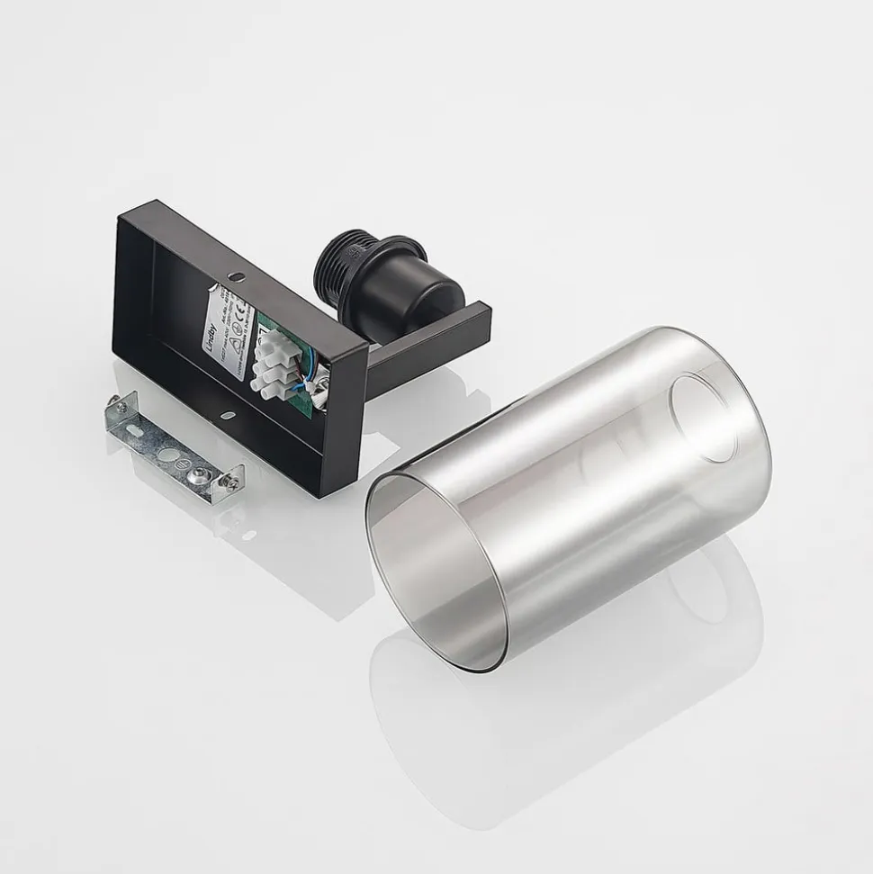 Lindby Emavi væglampe, sort/røggrå, glas, E27