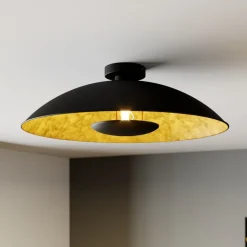 Lindby Emilienne loftlampe, sort/guld, metal, Ø 60 cm