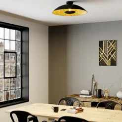 Lindby Emilienne loftlampe, sort/guld, metal, Ø 60 cm