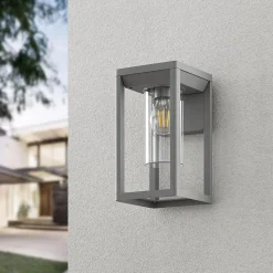 Lindby Estami udendørs væglampe, sølv, metal, 27 cm