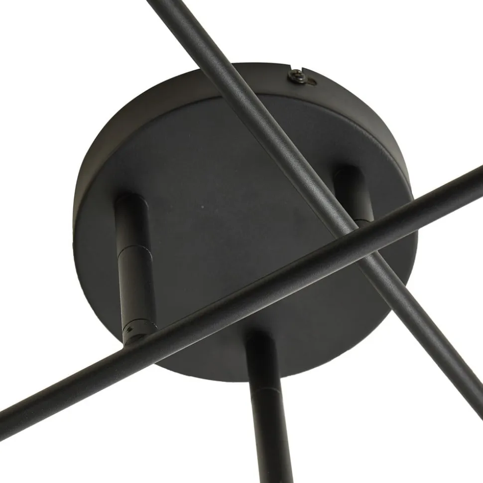 Lindby Estar loftlampe, sort, metal, 6 lyskilder, Ø56cm