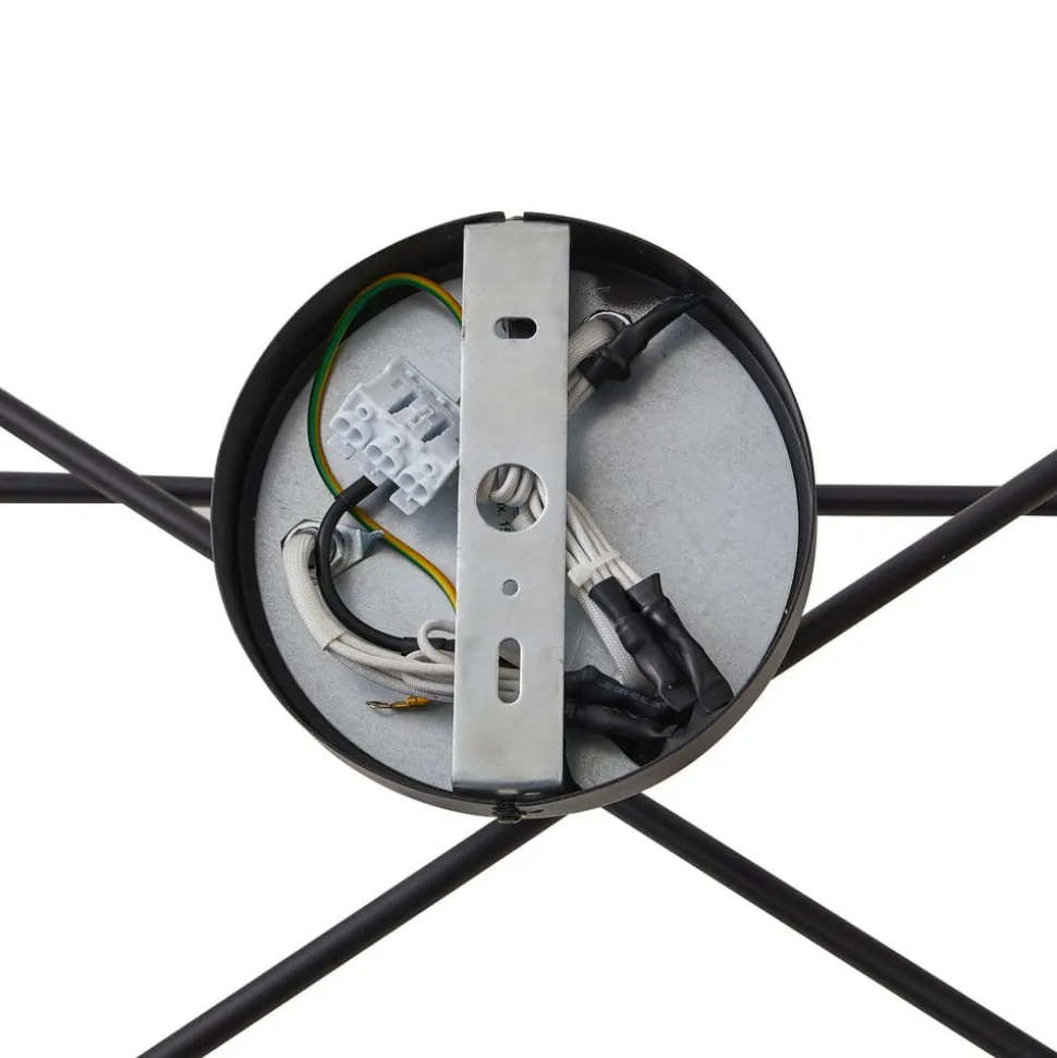 Lindby Estar loftlampe, sort, metal, 6 lyskilder, Ø56cm