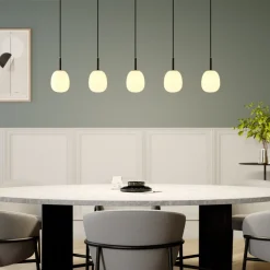 Lindby Etiena pendellampe, 5 lyskilder, opal glas