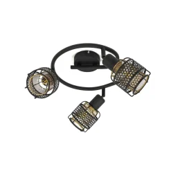 Lindby Eudoria loftlampe, 3 lyskilder, sort/guld