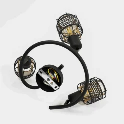 Lindby Eudoria loftlampe, 3 lyskilder, sort/guld