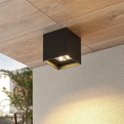 Lindby Eveta LED-loftlampe, 10 cm, antracit, aluminium, IP65