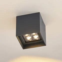 Lindby Eveta LED-loftlampe, 10 cm, antracit, aluminium, IP65