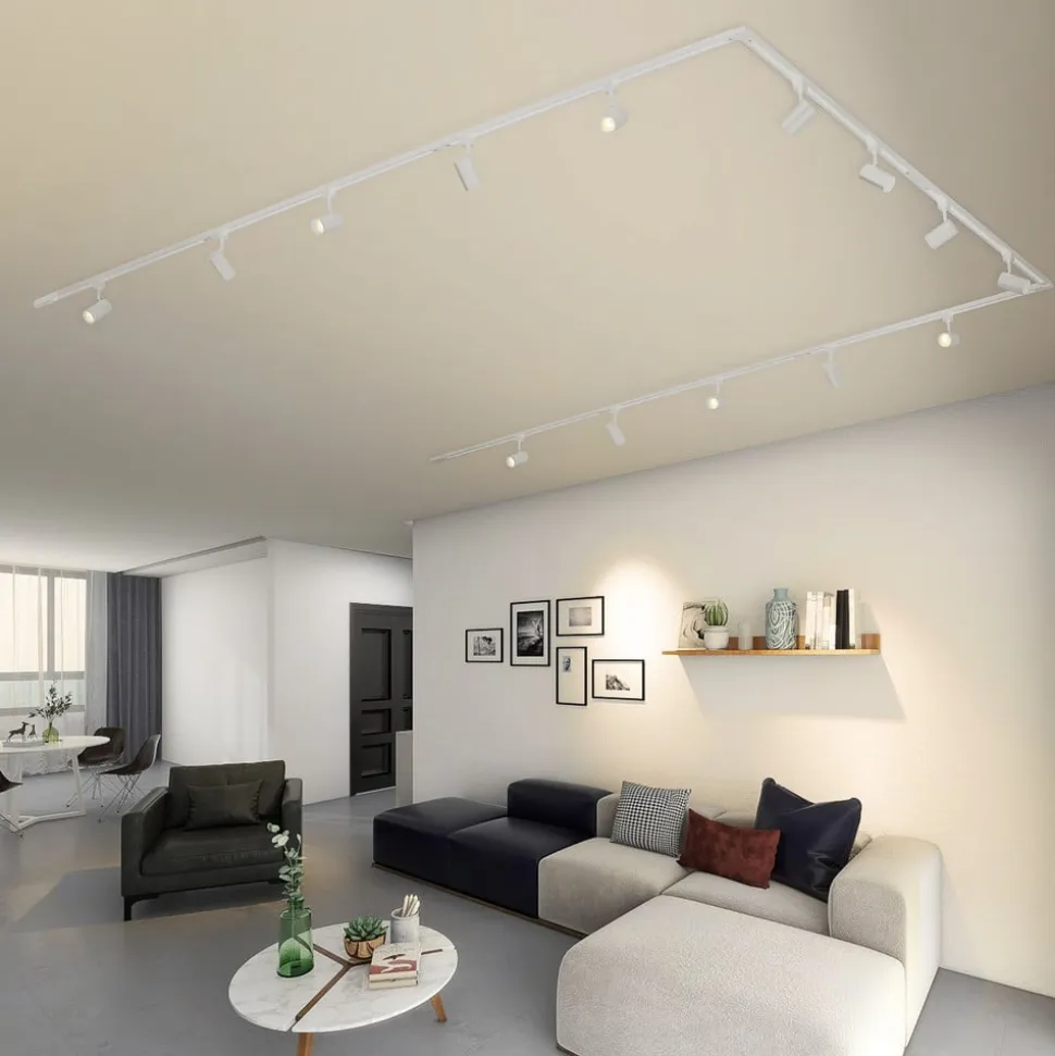 Lindby 1-faset skinnesystem Linaro, GU10, 14 lyskilde, hvid