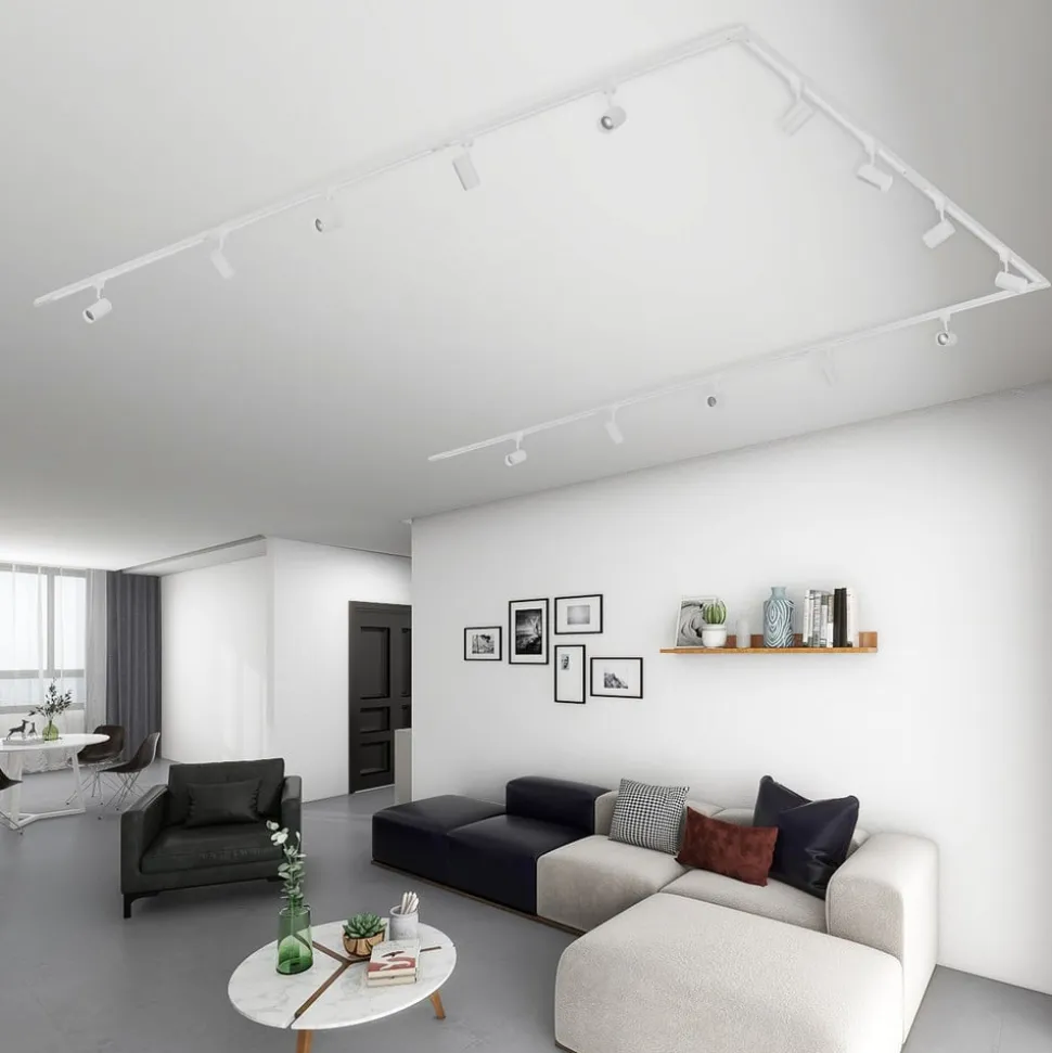 Lindby 1-faset skinnesystem Linaro, GU10, 14 lyskilde, hvid