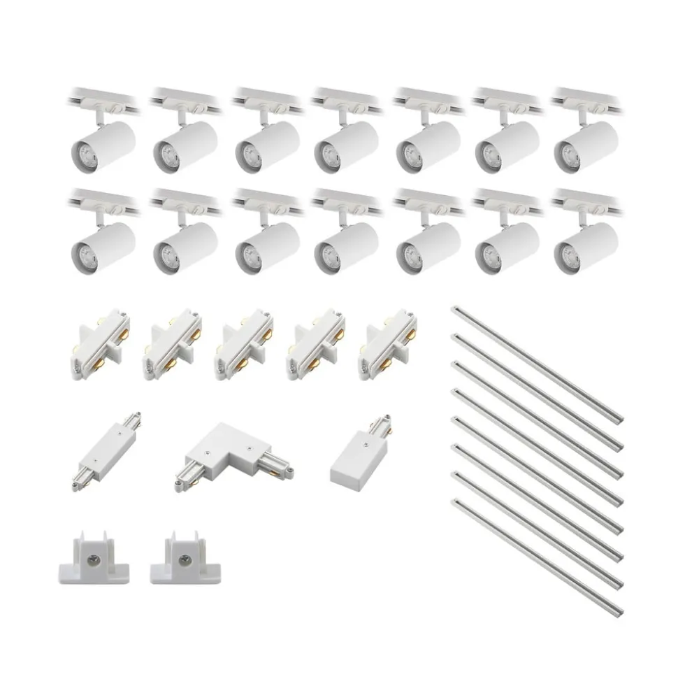 Lindby 1-faset skinnesystem Linaro, GU10, 14 lyskilde, hvid