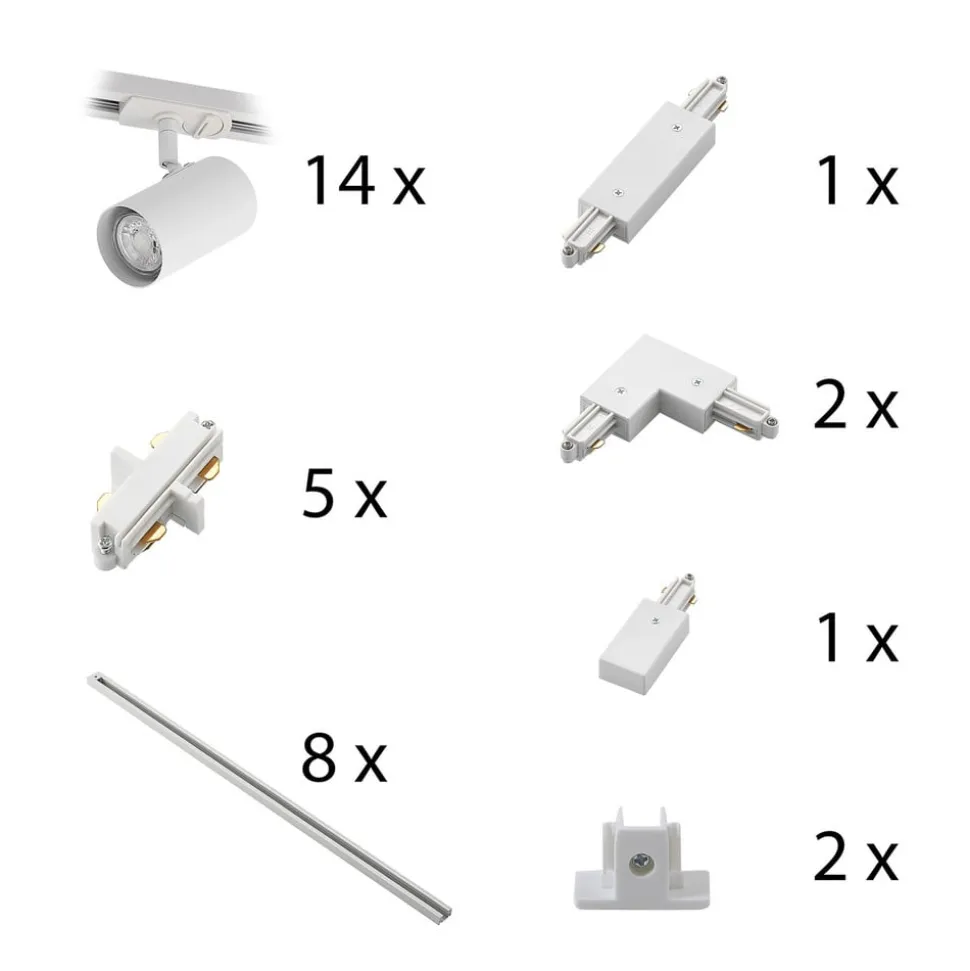 Lindby 1-faset skinnesystem Linaro, GU10, 14 lyskilde, hvid