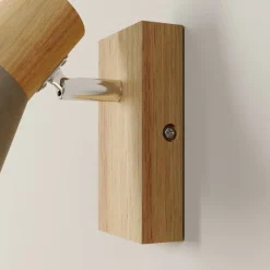 Lindby Filiz spotlight, 12 cm høj, træ, beton, E14