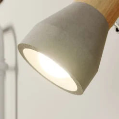 Lindby Filiz spotlight, 12 cm høj, træ, beton, E14