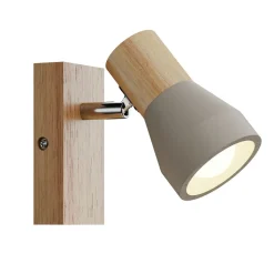 Lindby Filiz spotlight, 12 cm høj, træ, beton, E14