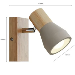 Lindby Filiz spotlight, 12 cm høj, træ, beton, E14
