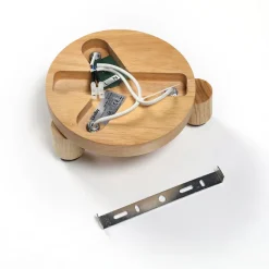 Lindby Filiz spotlight, 3 lyskilder, Ø 20 cm, træ, beton, E14