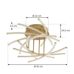 Lindby Flakira LED-loftlampe, 10 lk, antik messing