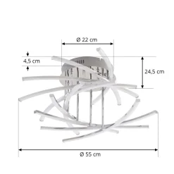 Lindby Flakira LED-loftlampe, 10 lyskilder, krom