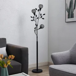 Lindby Florentine gulvlampe Kanye, 160 cm, sort, 3 lyskilder.