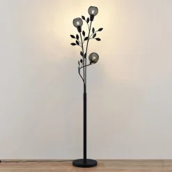Lindby Florentine gulvlampe Kanye, 160 cm, sort, 3 lyskilder.