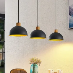 Lindby Flurin hængelampe, 3 lyskilder, 107 cm, sort, metal