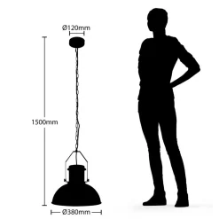 Lindby Freitjof hængelampe, sort/mat nikkel