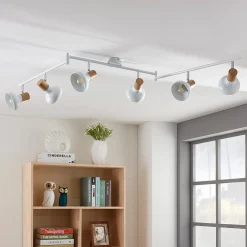 Lindby Fridolin loftspot, 160 cm, 6 lyskilder, hvid, metal