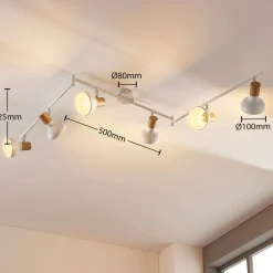 Lindby Fridolin loftspot, 160 cm, 6 lyskilder, hvid, metal