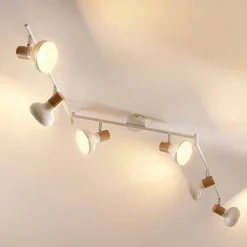 Lindby Fridolin loftspot, 160 cm, 6 lyskilder, hvid, metal