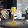Lindby genopladelig LED-lampe Gaja, gul, USB, IP44, RGBW, dæmpbar