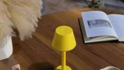 Lindby genopladelig LED-lampe Gaja, gul, USB, IP44, RGBW, dæmpbar