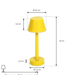 Lindby genopladelig LED-lampe Gaja, gul, USB, IP44, RGBW, dæmpbar