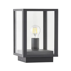 Lindby Giavanna sokkellampe, 29 cm, antracit, IP44, E27