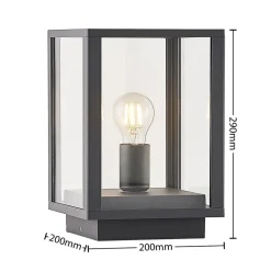 Lindby Giavanna sokkellampe, 29 cm, antracit, IP44, E27