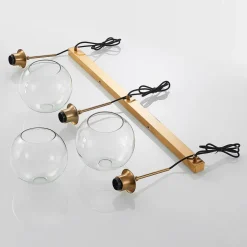 Lindby Grady hængelampe, messing/klar, 110 cm, metal, glas