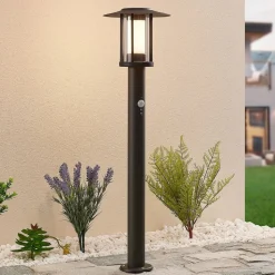 Lindby Gregory LED-vejlampe, 76 cm, sensor, mørkegrå, IP44