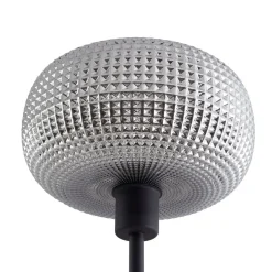 Lindby gulvlampe Aliette, sort/grå, glas, læselampe